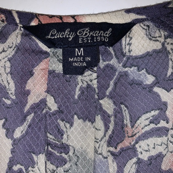 Lucky Brand Floral Crochet Insert Peasant Blouse - Picture 15 of 16